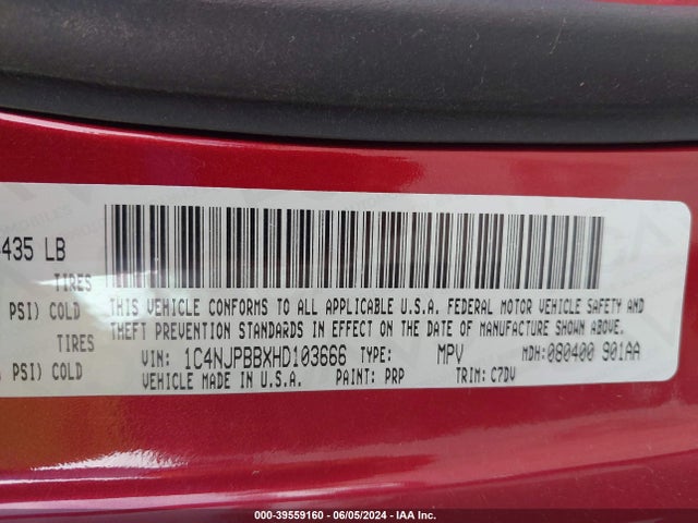 1C4NJPBBXHD103666 Jeep Patriot Sport Fwd