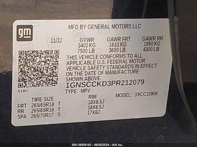 Chevrolet Suburban 2wd Lt 2023 1GNSCCKD3PR212079 Image 9