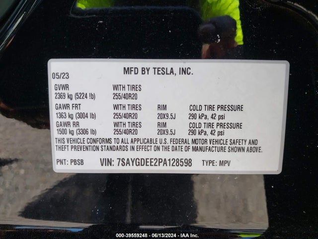 7SAYGDEE2PA128598 Tesla Model Y Awd/long Range Dual Motor All-wheel Drive