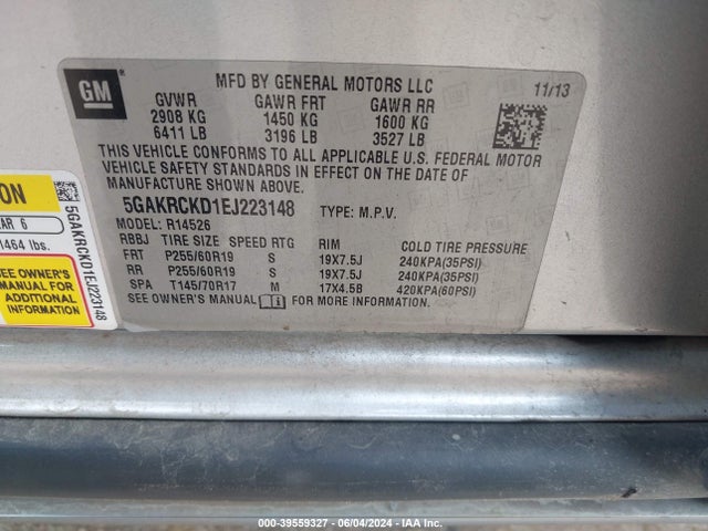 5GAKRCKD1EJ223148 Buick Enclave Premium