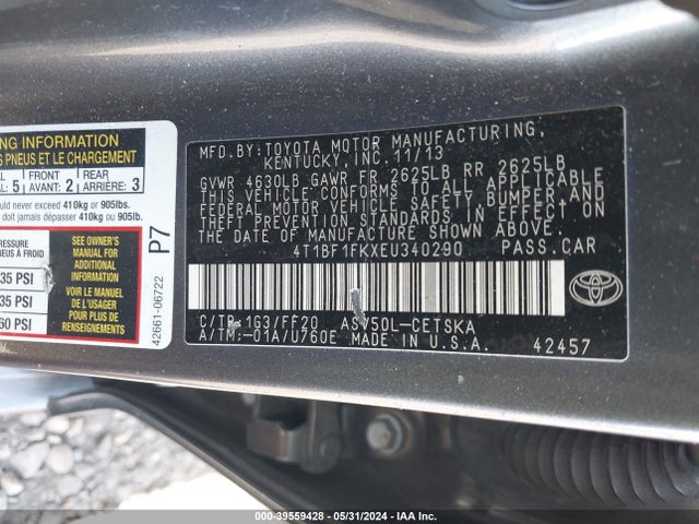 Toyota CAMRY SE 2014 4T1BF1FKXEU340290 Image 9