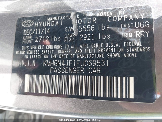 Hyundai Genesis 5.0 2015 KMHGN4JF1FU069531 Image 9
