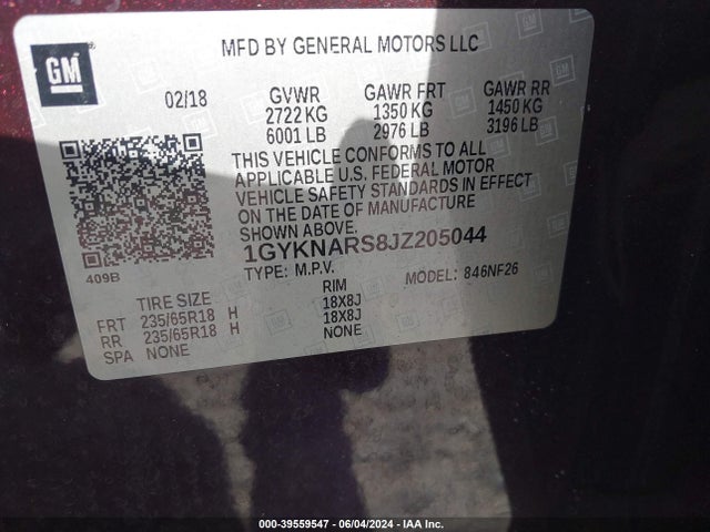 1GYKNARS8JZ205044 Cadillac Xt5 Standard