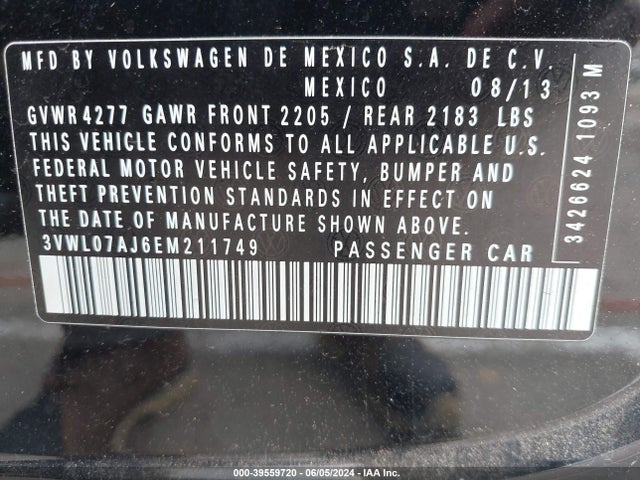 3VWL07AJ6EM211749 Volkswagen Jetta 1.8t Sel