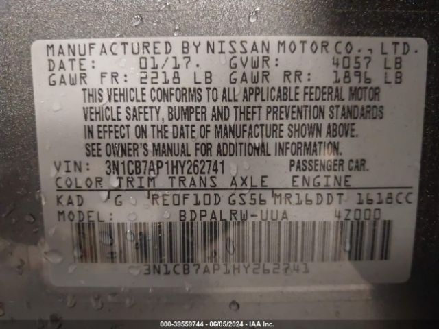 3N1CB7AP1HY262741 Nissan Sentra Sr Turbo