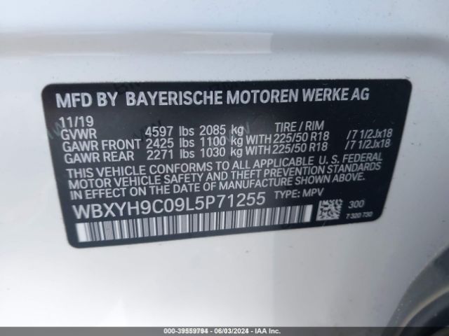 WBXYH9C09L5P71255 BMW X2 Sdrive28i