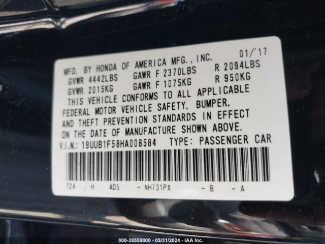19UUB1F58HA008584 Acura Tlx Technology Package