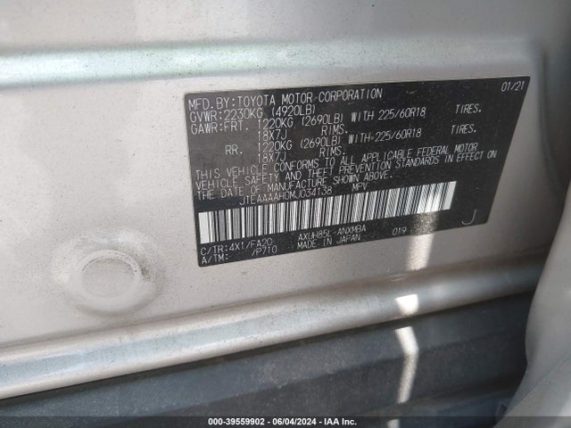 Toyota VENZA LE 2021 JTEAAAAH0MJ034138 Image 9