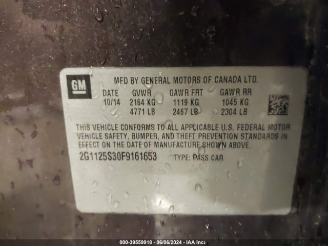 Chevrolet Impala 2lt 2015 2G1125S30F9161653 Image 9
