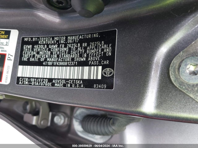 Toyota CAMRY SE 2017 4T1BF1FK9HU812371 Image 9