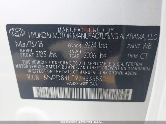 Hyundai Elantra Value Edition 2018 5NPD84LF9JH335831 Image 9