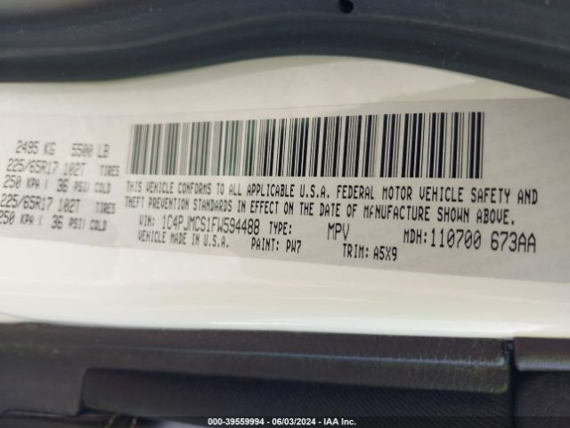 1C4PJMCS1FW594488 Jeep Cherokee Latitude