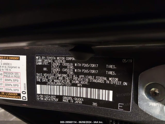 Toyota 4runner Sr5 Premium 2019 JTEBU5JR8K5715231 Image 9