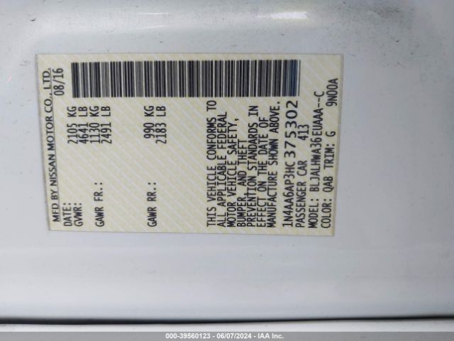 1N4AA6AP3HC375302 Nissan Maxima 3.5 Platinum