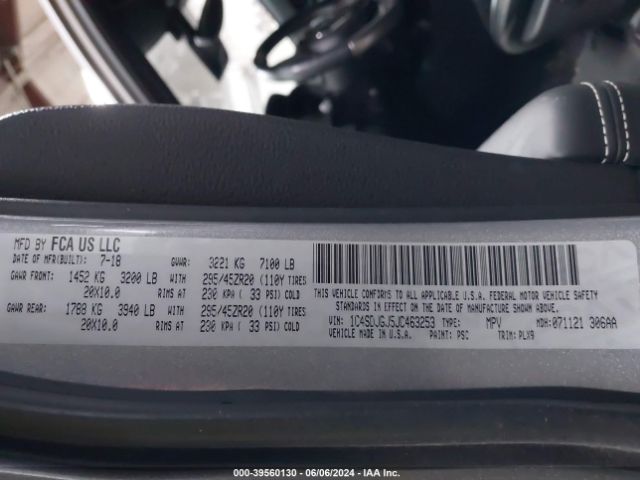 1C4SDJGJ5JC463253 Dodge Durango Srt Awd
