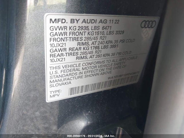 WA1EVBF12PD009072 Audi Q8 Premium Plus 55 Tfsi Quattro Tiptronic