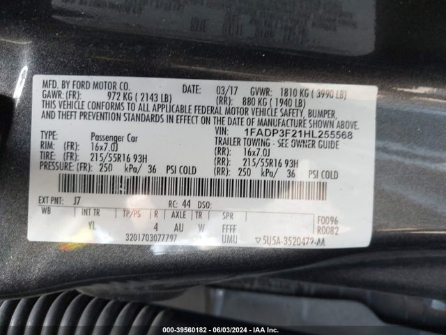 Ford FOCUS SE 2017 1FADP3F21HL255568 Image 9