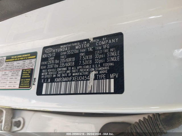 Hyundai Santa Fe Gls 2014 KM8SM4HFXEU045469 Image 9