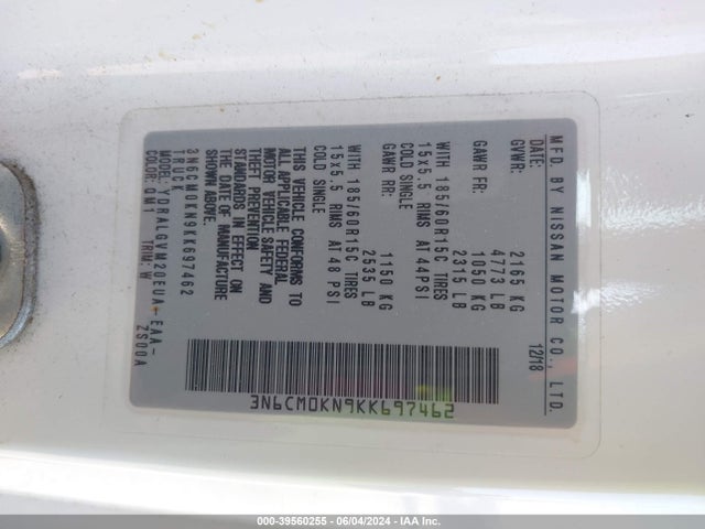 Nissan NV200 SV 2019 3N6CM0KN9KK697462 Image 9