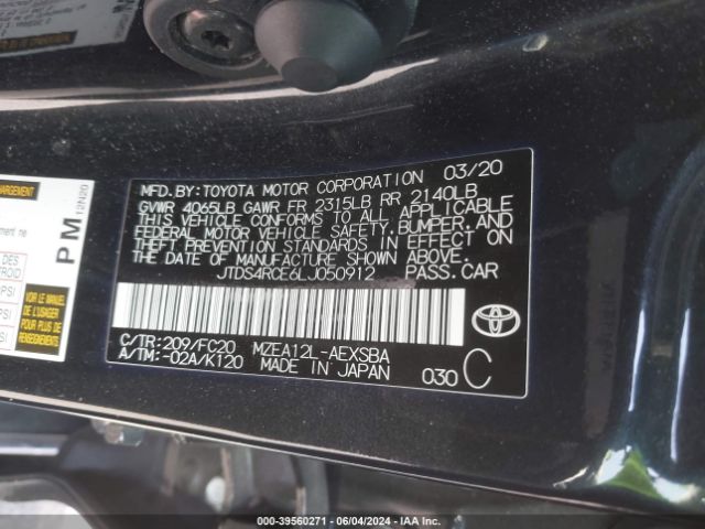 JTDS4RCE6LJ050912 Toyota COROLLA SE