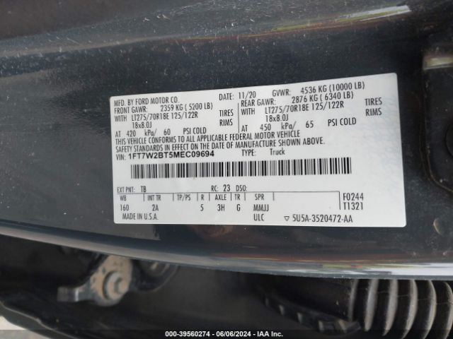 1FT7W2BT5MEC09694 Ford F-250 Xlt