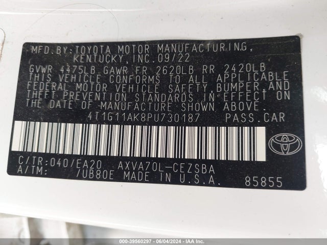 Toyota CAMRY SE 2023 4T1G11AK8PU730187 Image 9