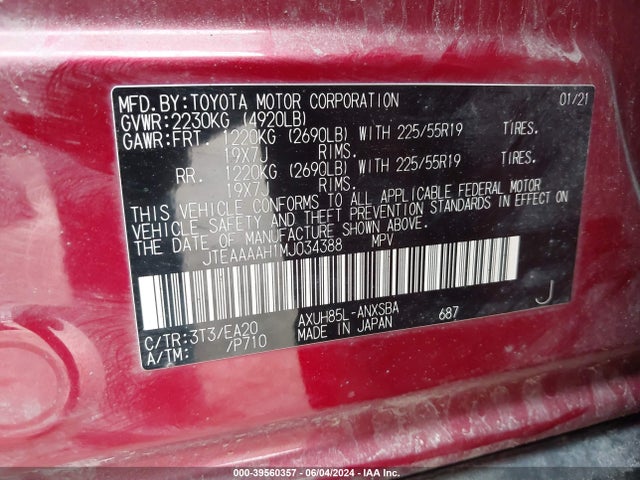 Toyota Venza Limited 2021 JTEAAAAH1MJ034388 Image 9