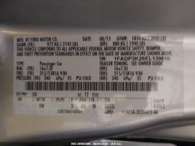 Ford FOCUS SE 2014 1FADP3K26EL139610 Image 9
