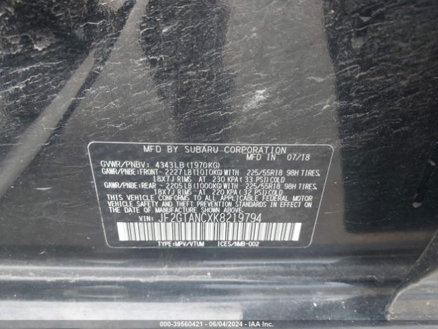 JF2GTANCXK8219794 Subaru Crosstrek 2.0i Limited
