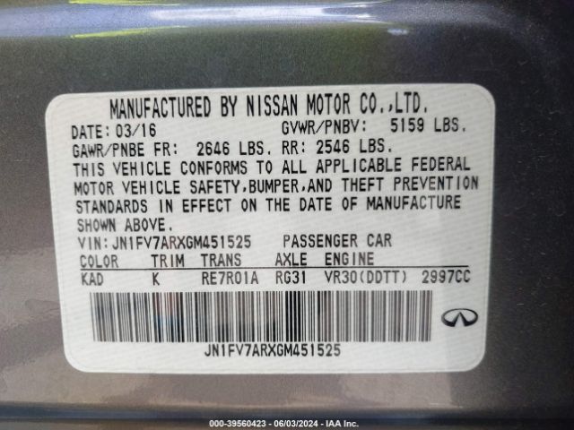 JN1FV7ARXGM451525 Infiniti Q50 3.0t Red Sport 400