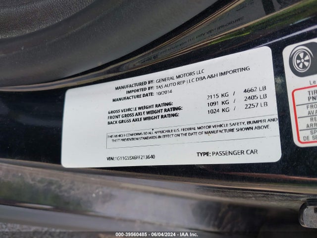 Chevrolet Malibu 2lz 2015 1G11G5SX6FF213640 Image 9