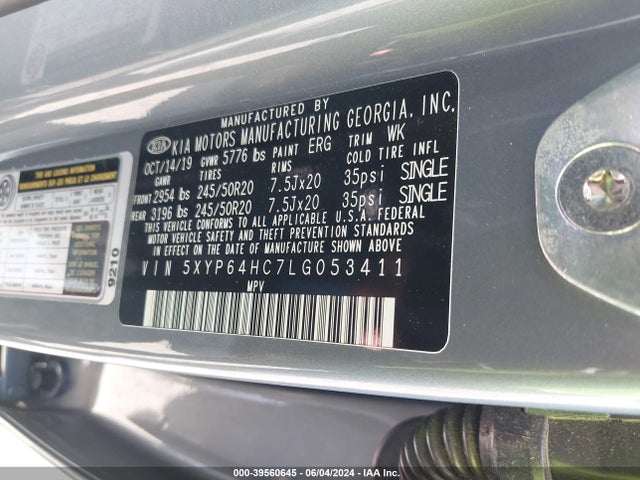 KIA Telluride S 2020 5XYP64HC7LG053411 Image 9