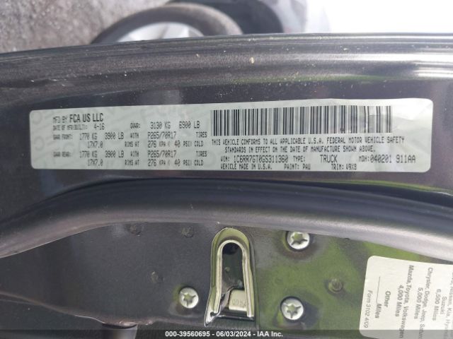 1C6RR7GT0GS311360 RAM 1500 Slt