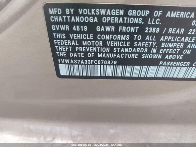 1VWAS7A33FC076879 Volkswagen Passat 1.8t Limited Edition