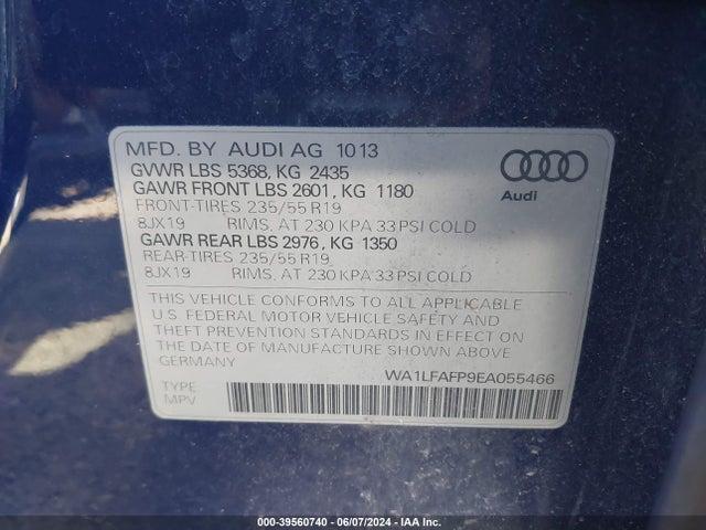 Audi Q5 2.0t Premium 2014 WA1LFAFP9EA055466 Image 9