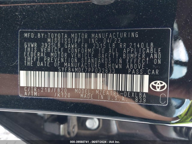 Toyota COROLLA LE 2023 5YFB4MDE7PP032633 Image 9