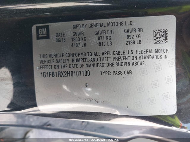 Chevrolet Camaro 1lt 2017 1G1FB1RX2H0107100 Image 9