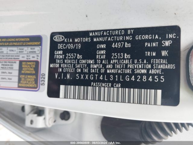 5XXGT4L31LG428455 KIA Optima Se