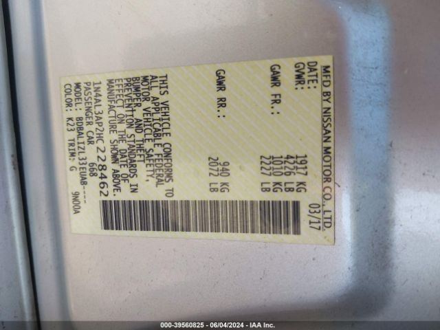 2017 NISSAN ALTIMA 1N4AL3AP2HC228462 Photo 8