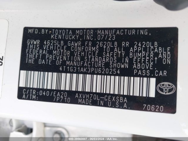 4T1G31AK3PU620254 Toyota Camry Se Hybrid