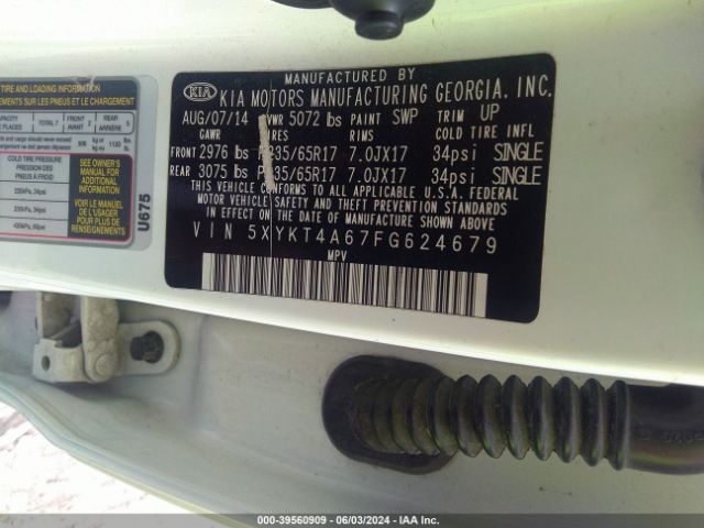 5XYKT4A67FG624679 KIA SORENTO LX