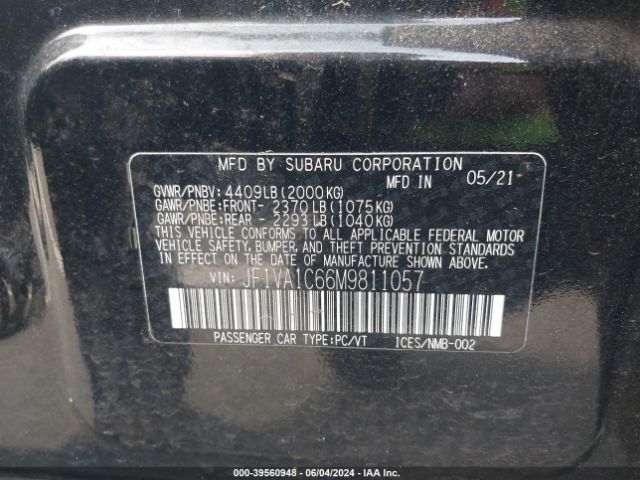 JF1VA1C66M9811057 Subaru Wrx Premium