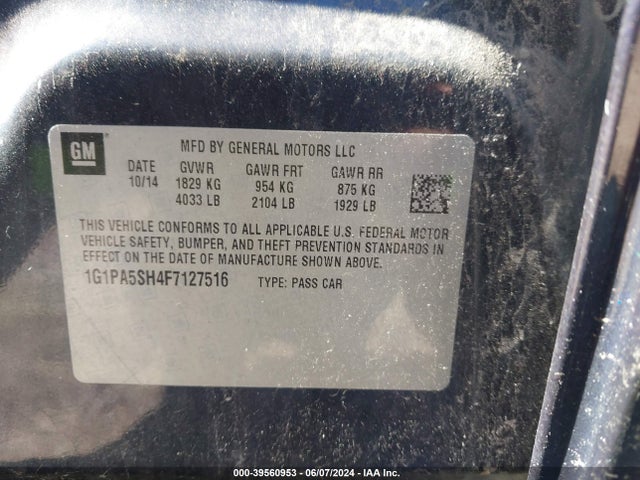 Chevrolet Cruze Ls Auto 2015 1G1PA5SH4F7127516 Image 9