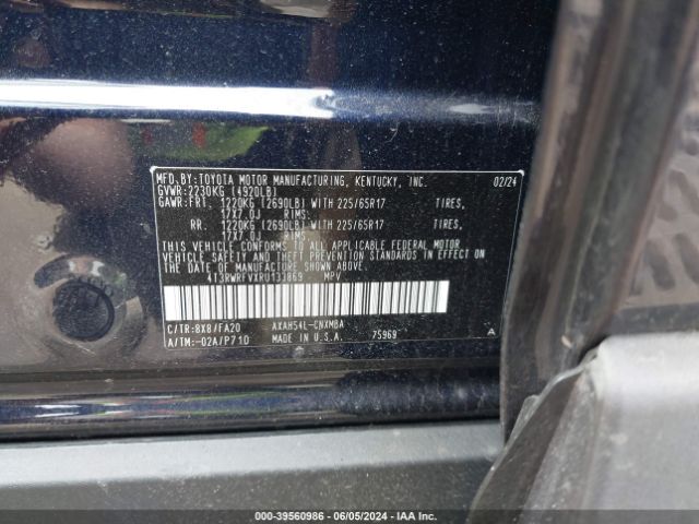 4T3RWRFVXRU133869 Toyota Rav4 Xle Hybrid