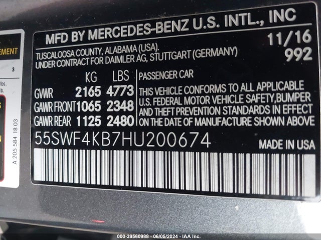 55SWF4KB7HU200674 Mercedes-Benz C 300 4matic/luxury 4matic/sport 4matic