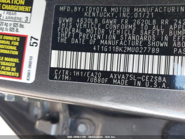 4T1G11BK2MU027789 Toyota Camry