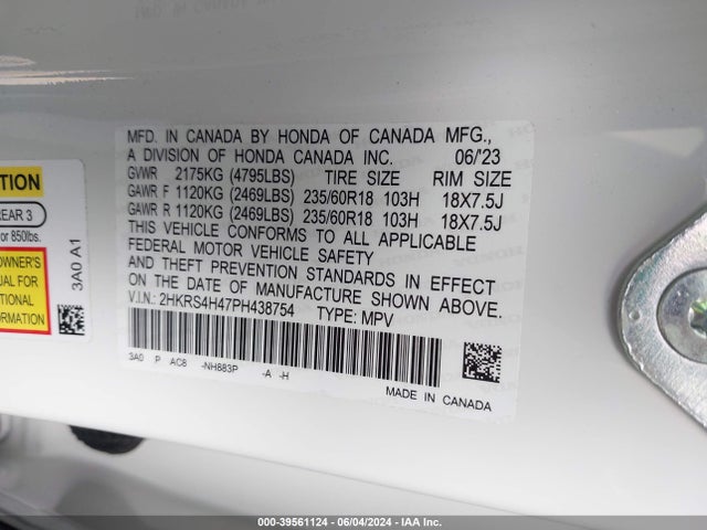 Honda Cr-v Ex Awd 2023 2HKRS4H47PH438754 Image 9
