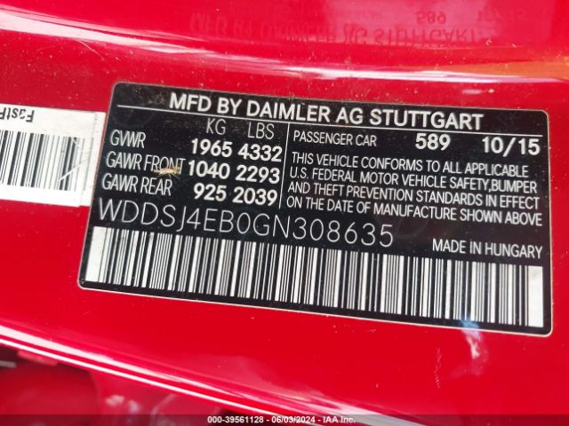 WDDSJ4EB0GN308635 Mercedes-Benz CLA 250