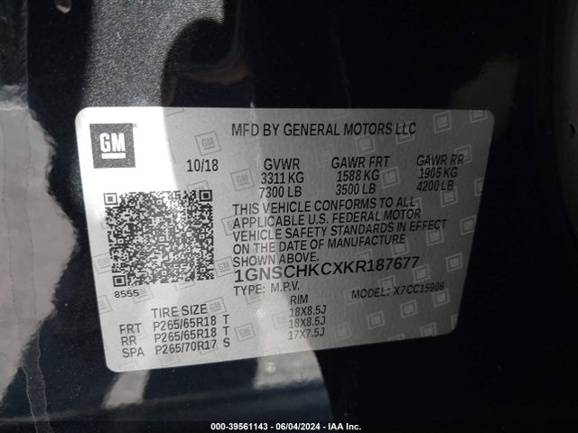 Chevrolet Suburban Lt 2019 1GNSCHKCXKR187677 Image 9