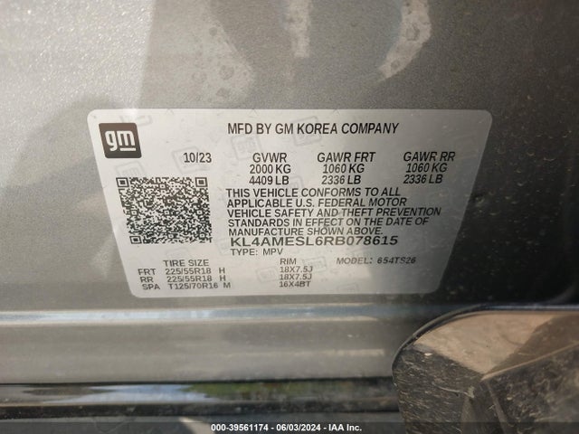 KL4AMESL6RB078615 Buick Encore Gx Sport Touring Awd